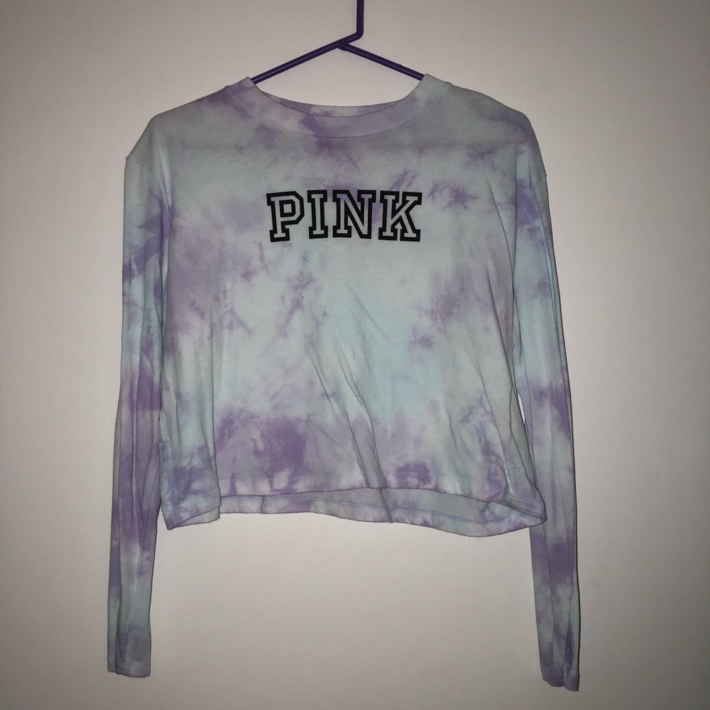 Vs pink cropped long sleeve
